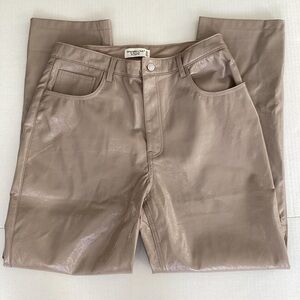 Abercrombie 90’s Straight Ultra High Rise Faux Leather Tan Pants Size 32/14